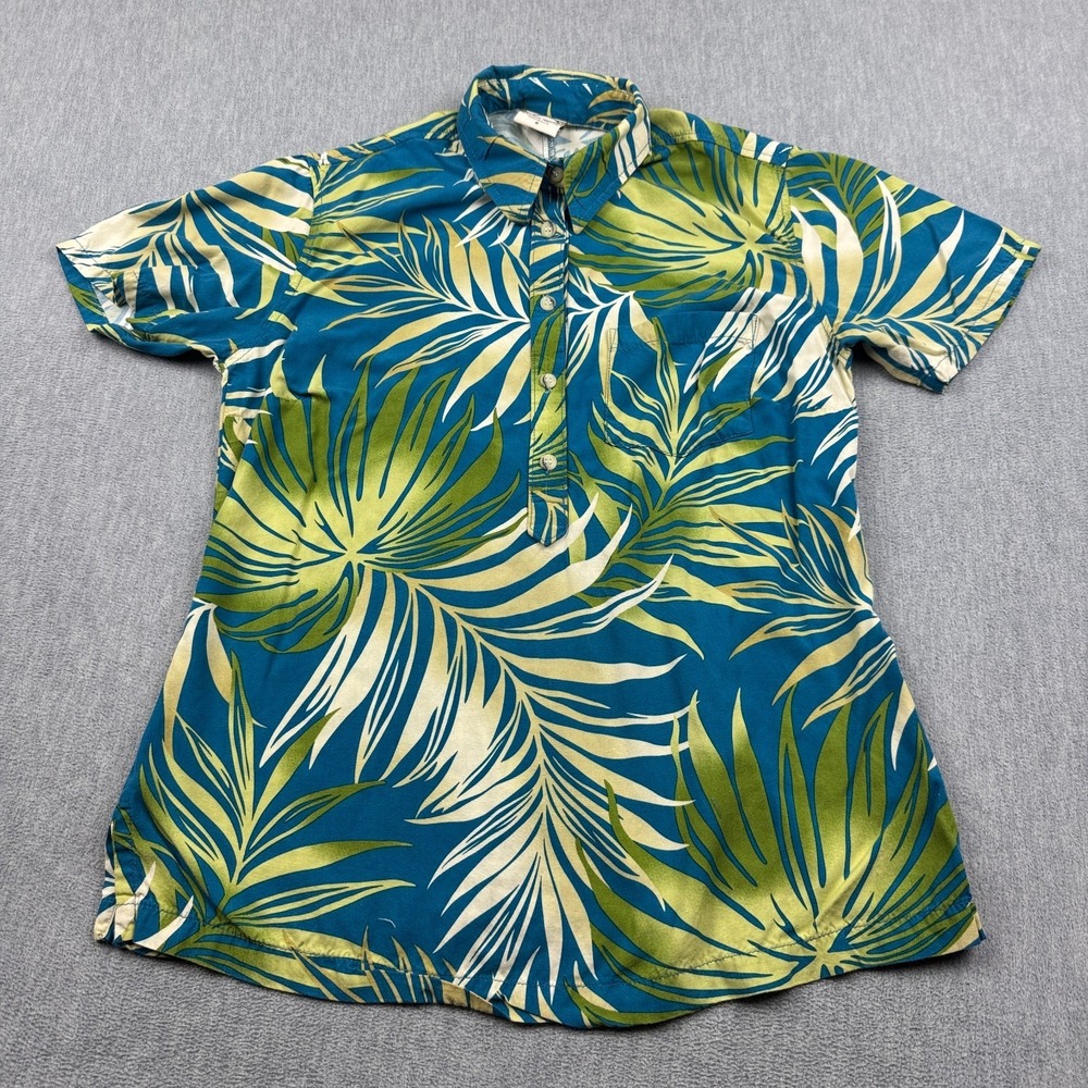 Vintage Go Barefoot Shirt Women Small Aloha 1/2 Button Pullover Made In USA